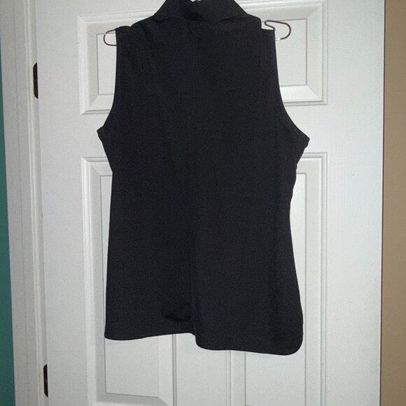 TWO Nike Women's Tour Performance Dri-Fit Sleeveless Golf Shirts, Black & White - Picture 5 of 9